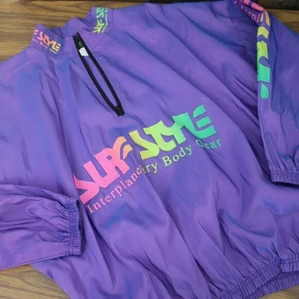 Vintage Surf Style Windbreaker Jacket Iridescent Purple 80s 90s Retro USA Made
